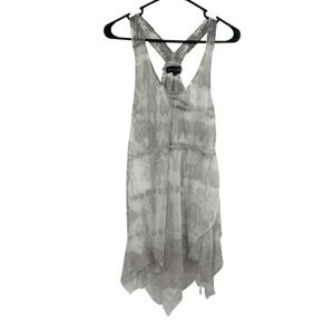 Grey Whimsical Tie Dye Handkerchief Tunic L Indie Fairy Grunge Boho Lagenlook